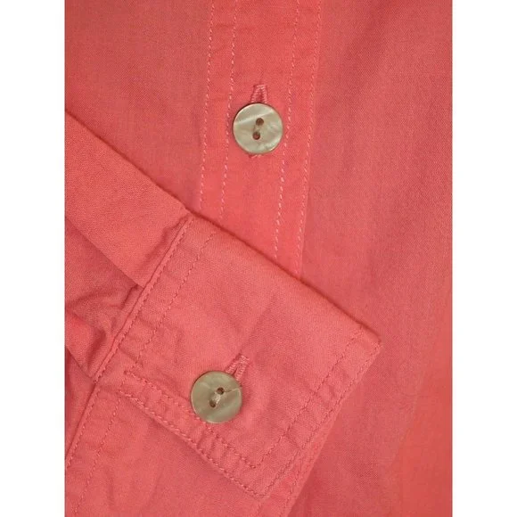 J. Jill Top XS Button Down Ruffle Collar Orange Coral - Picture 3 of 7